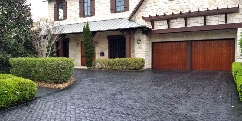 Houston residence stained and stamped driveway.