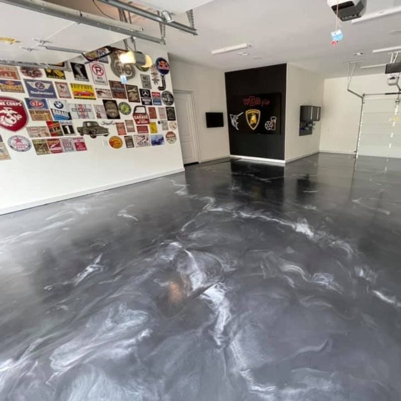 epoxy floor garage liquid marble