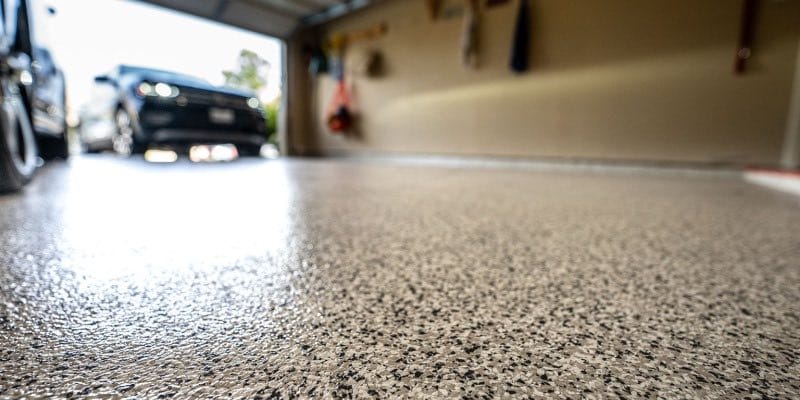 Epoxy two car garage floor residential.