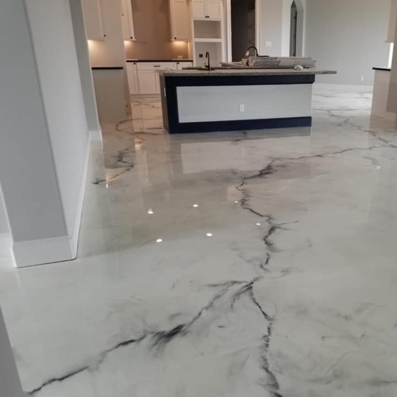 Xpedite Coatings residential polished kitchen floor concrete.