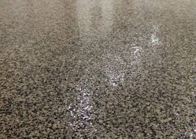 Commercial garage floor coatings ultra-premium marble completed view.