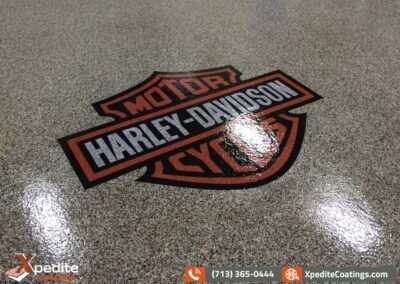 Houston Epoxy Floor decals Harley Davidson.