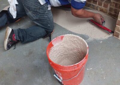 Ashlar slate stamped concrete smoothing.