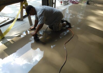 Colored garage floor epoxy sandstone project diamond head.