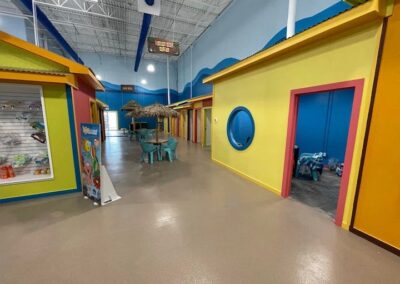 Non-slip concrete coating at Goldfish Swim School building in Houston, TX, by Xpedite Coatings after project.