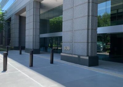 Non-slip concrete coating at Schlumberger building in Houston, TX, by Xpedite Coatings entrance before.