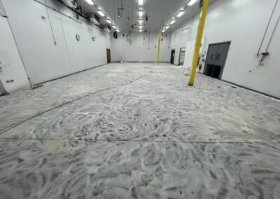 Polyaspartic floor coatings warehouse drying.