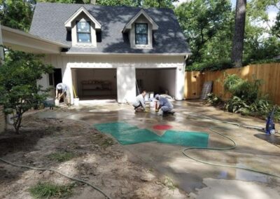 Roman slate stamped concrete preparation.