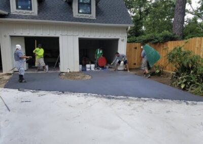 Roman slate stamped concrete preparing.