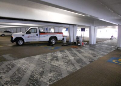 Salt and pepper color quartz commercial garage preparing.